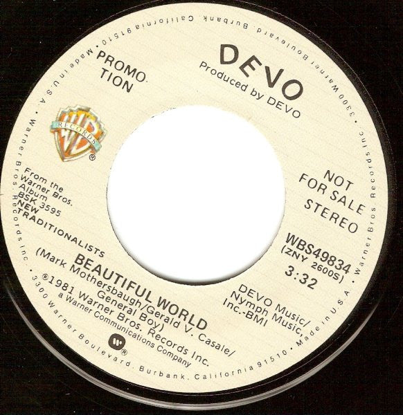 Devo : Beautiful World (7", Single, Mono, Promo)
