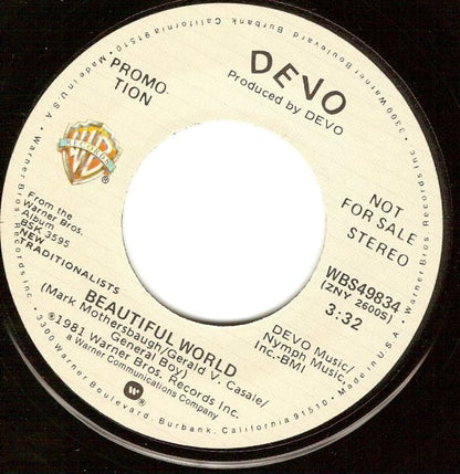 Devo : Beautiful World (7", Single, Mono, Promo)