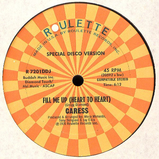 Caress (6) : Fill Me Up (Heart To Heart) (12", Promo)