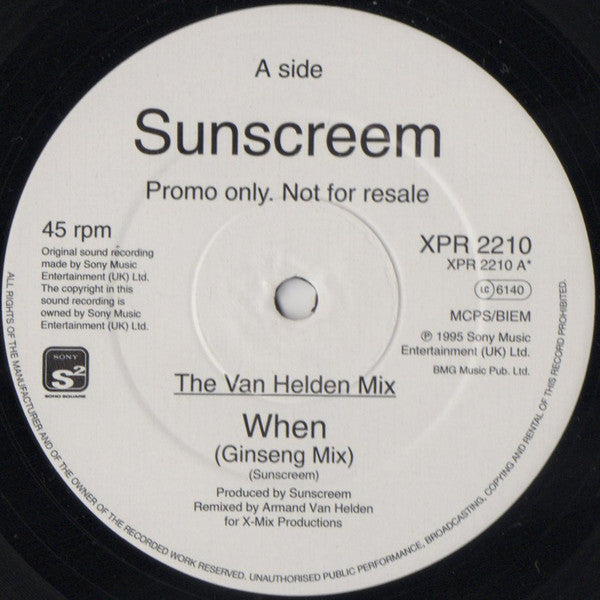 Sunscreem : When (The Underground Mixes) (2x12", Promo)