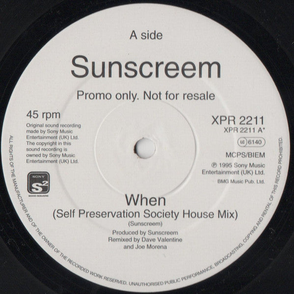 Sunscreem : When (The Underground Mixes) (2x12", Promo)