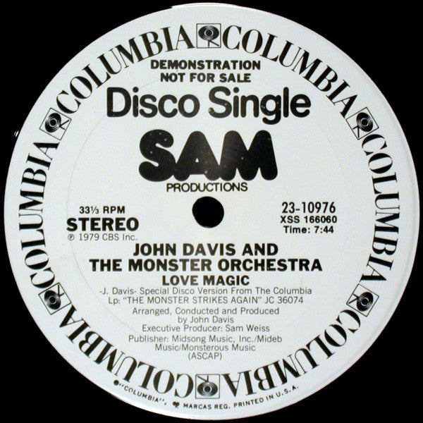 John Davis And The Monster Orchestra* : Love Magic / Holler (12", Single, Promo)