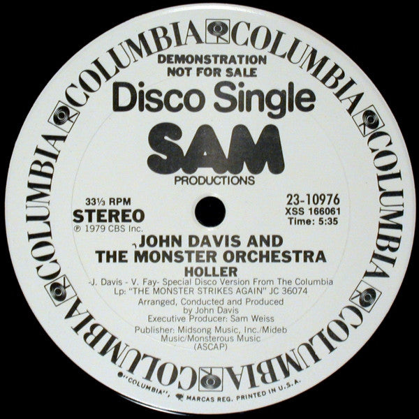 John Davis And The Monster Orchestra* : Love Magic / Holler (12", Single, Promo)