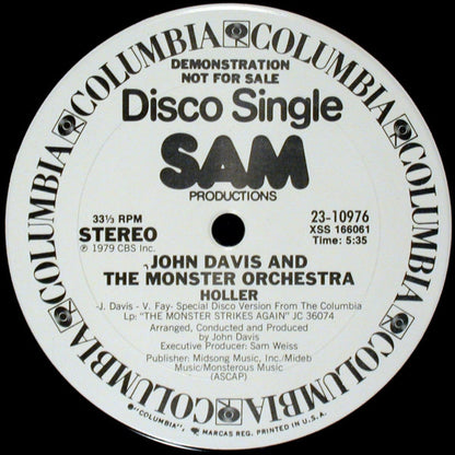 John Davis And The Monster Orchestra* : Love Magic / Holler (12", Single, Promo)