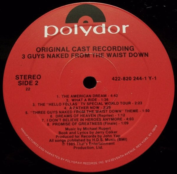 Scott Bakula, John Kassir, Jerry Colker, Henry Aronson : 3 Guys Naked From The Waist Down - A New Musical -- Original Cast Recording (LP, Album)