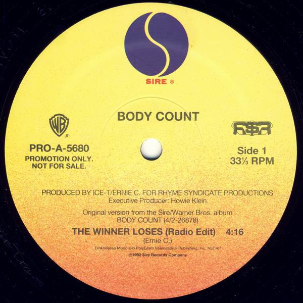 Body Count (2) / Ice-T : The Winner Loses / Fly By (12", Promo)