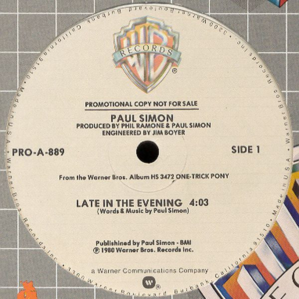 Paul Simon : Late In The Evening (12", Promo)