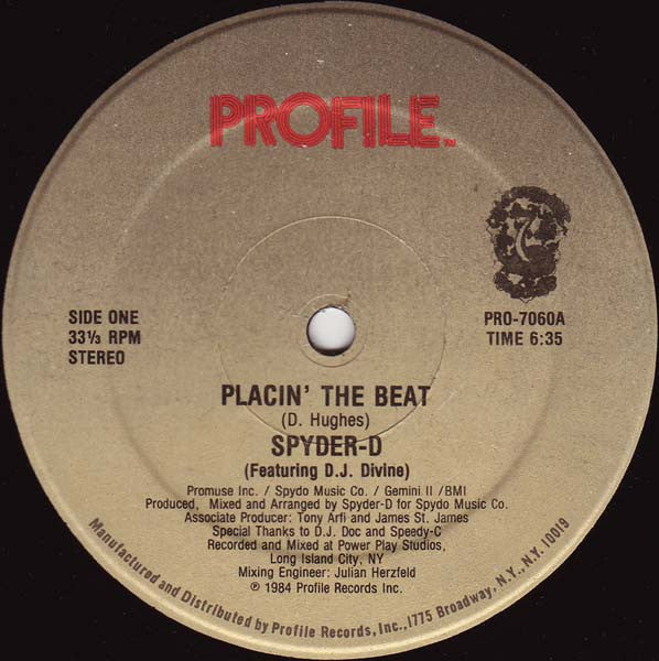 Spyder-D Featuring DJ Divine : Placin' The Beat (12", Single)