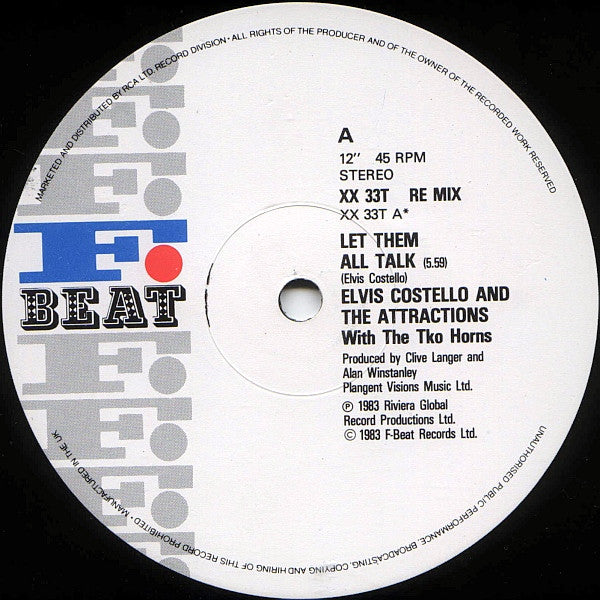 Elvis Costello And The Attractions* : Let Them All Talk (Extended 12" Remix) (12")