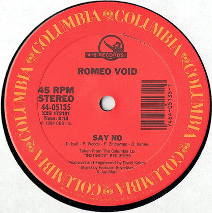 Romeo Void : Say No (12")
