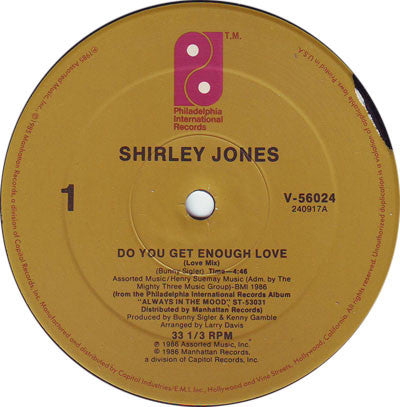 Shirley Jones : Do You Get Enough Love (12")