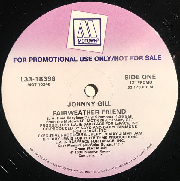 Johnny Gill : Fairweather Friend (12", Single, Promo)