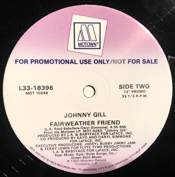 Johnny Gill : Fairweather Friend (12", Single, Promo)