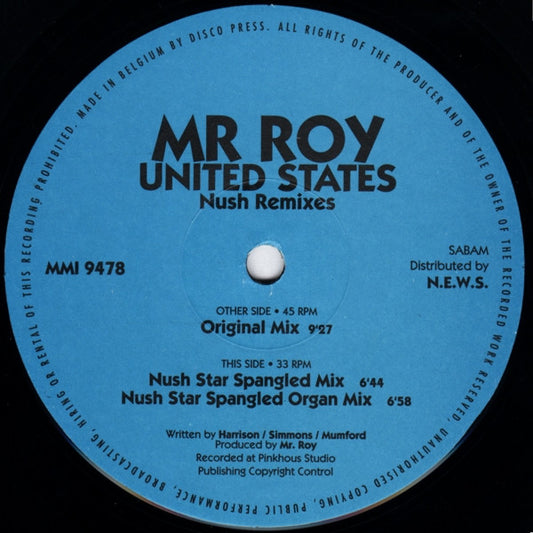 Mr. Roy : United States (Nush Remixes) (12")
