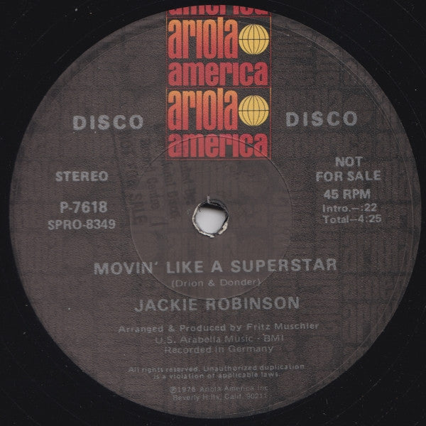 Jackie Robinson : Movin' Like A Superstar (12", Promo)