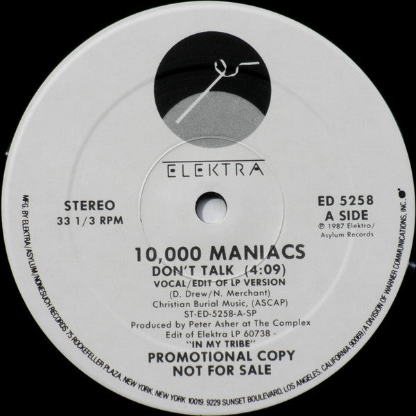 10,000 Maniacs : Don't Talk (12", Single, Promo, Spe)