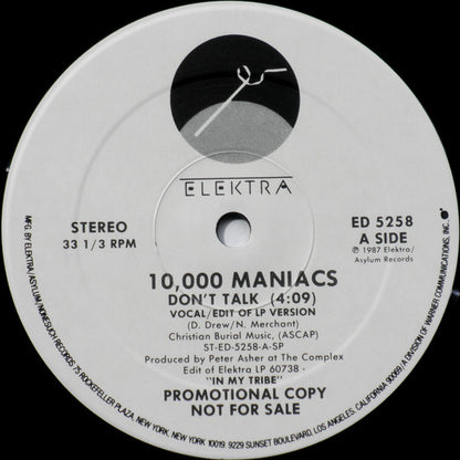 10,000 Maniacs : Don't Talk (12", Single, Promo, Spe)