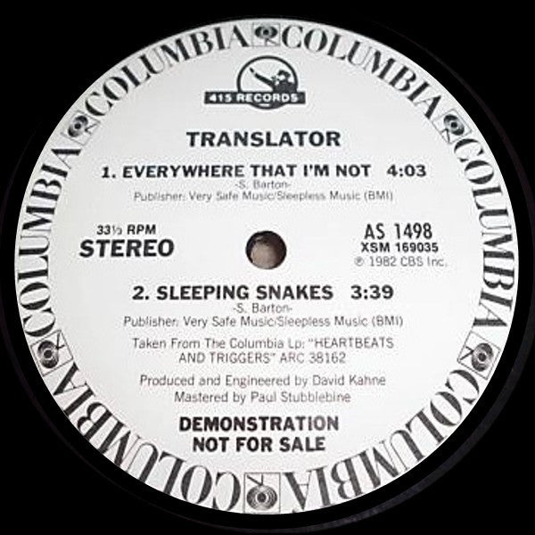 Translator (3) : Everywhere That I'm Not / When I Am With You (12", Promo)