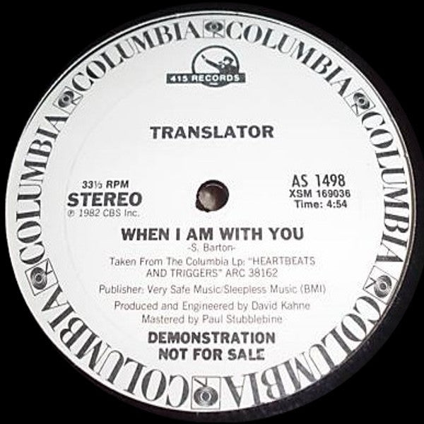 Translator (3) : Everywhere That I'm Not / When I Am With You (12", Promo)