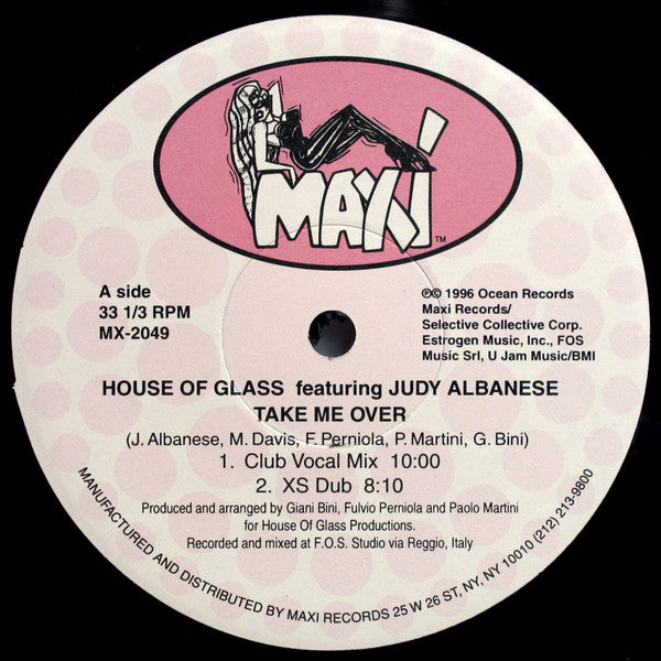 House Of Glass Featuring Judy Albanese : Take Me Over (12", Single)