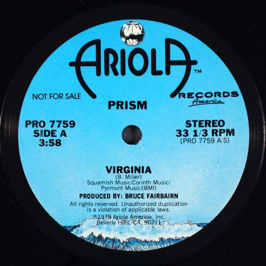 Prism (7) : Virginia (12", Promo)