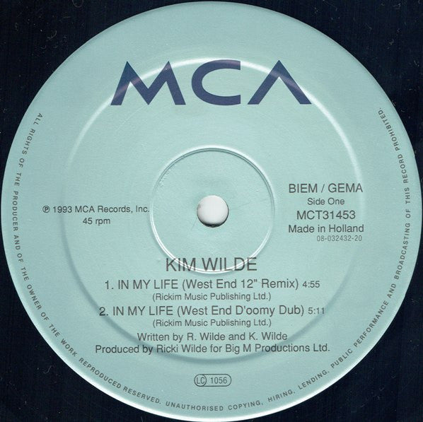 Kim Wilde : In My Life (12", Maxi)