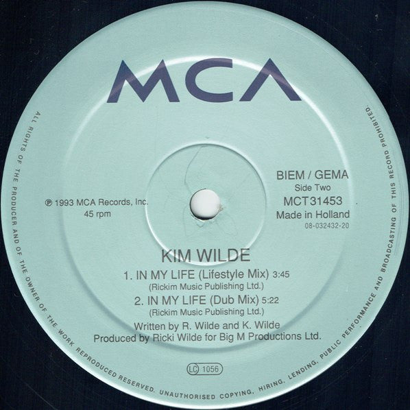 Kim Wilde : In My Life (12", Maxi)