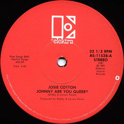 Josie Cotton : Johnny Are You Queer? (12", Single)
