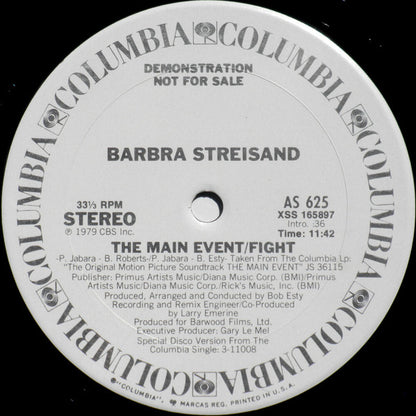 Barbra Streisand : The Main Event / Fight (12", Promo)