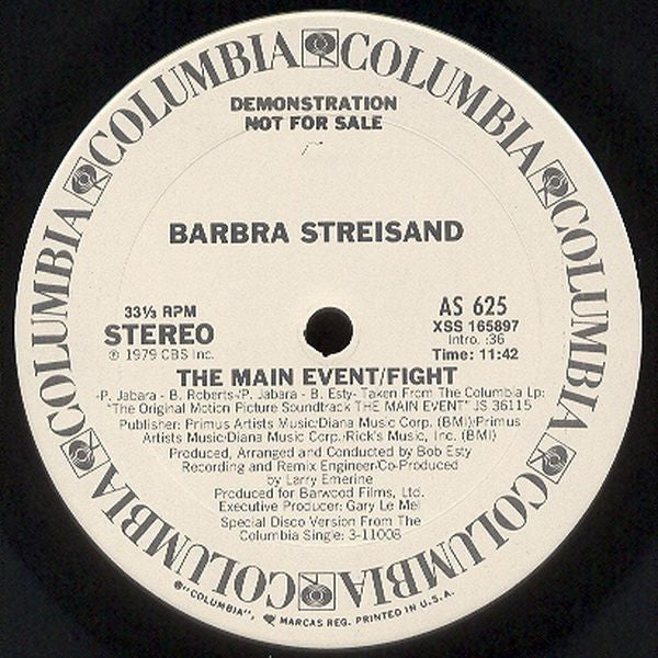Barbra Streisand : The Main Event / Fight (12", Promo)