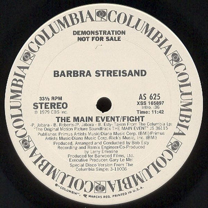 Barbra Streisand : The Main Event / Fight (12", Promo)