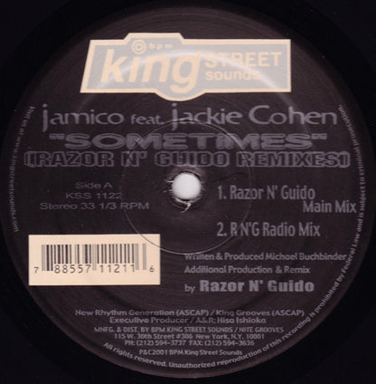 Jamico Feat. Jackie Cohen : Sometimes (Razor N' Guido Remixes) (12")