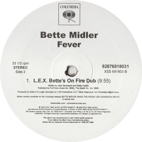 Bette Midler : Fever (L.E.X. Remixes) (12", Promo)