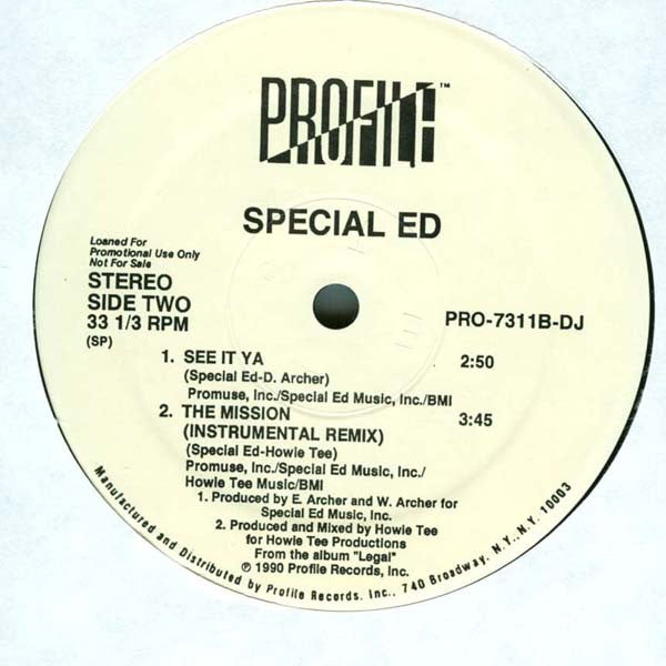 Special Ed : The Mission / See It Ya (12", Promo)