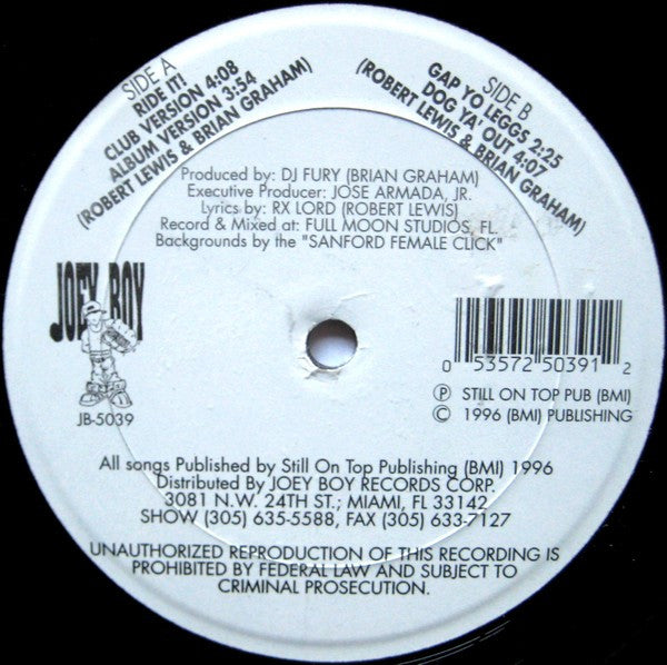 Bass Patrol : Ride It! (12")