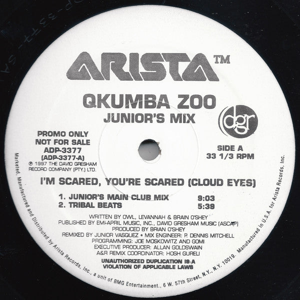 Qkumba Zoo : I'm Scared, You're Scared (Cloud Eyes) (Junior's Mix) (12", Promo)