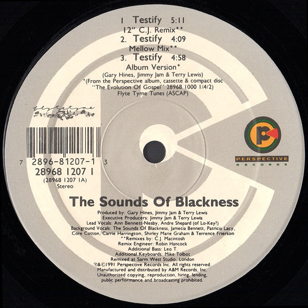 The Sounds Of Blackness* : Testify (12", Single)