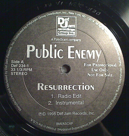 Public Enemy : Resurrection (12", Single, Promo)