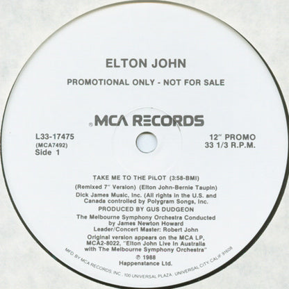 Elton John : Take Me To The Pilot (12", Promo)