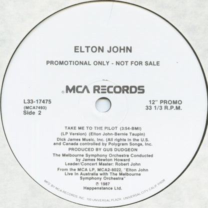 Elton John : Take Me To The Pilot (12", Promo)