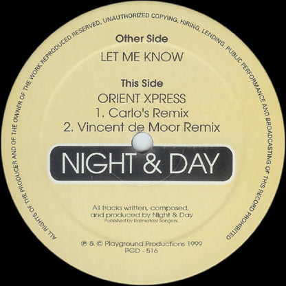 Night & Day : Let Me Know (12")