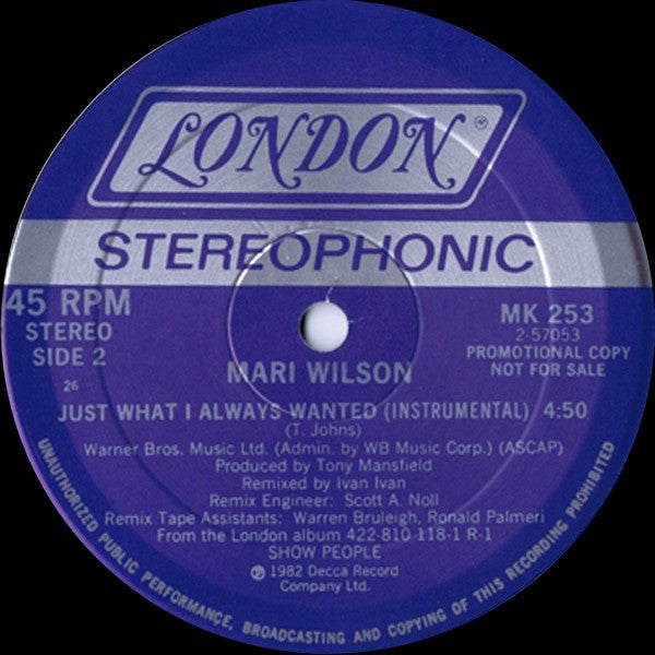 Mari Wilson With The Wilsations : Just What I Always Wanted (Special Club Remixes) (12", Promo)