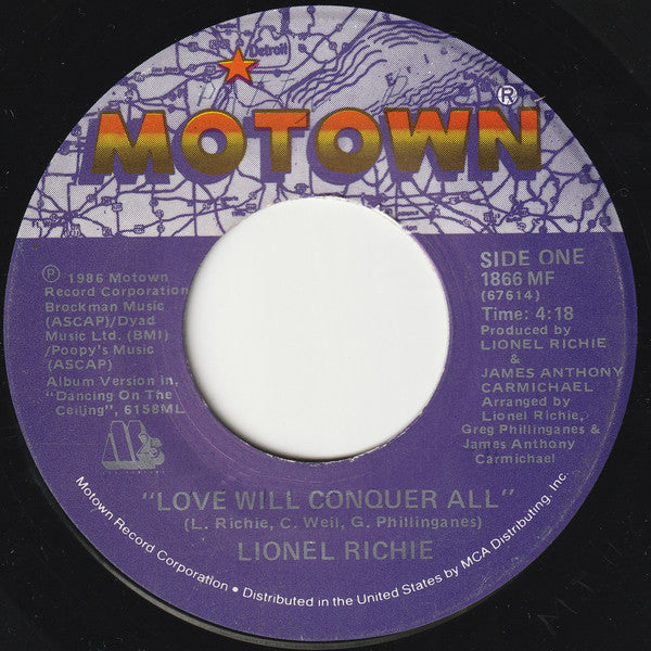 Lionel Richie : Love Will Conquer All (7", Single)