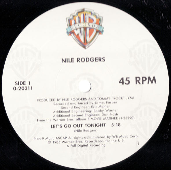 Nile Rodgers : Let's Go Out Tonight (12", Maxi)