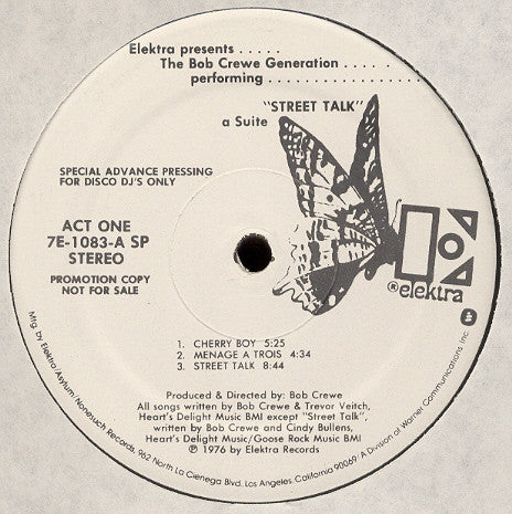 The Bob Crewe Generation : Street Talk (LP, Album, Promo)