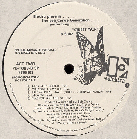 The Bob Crewe Generation : Street Talk (LP, Album, Promo)