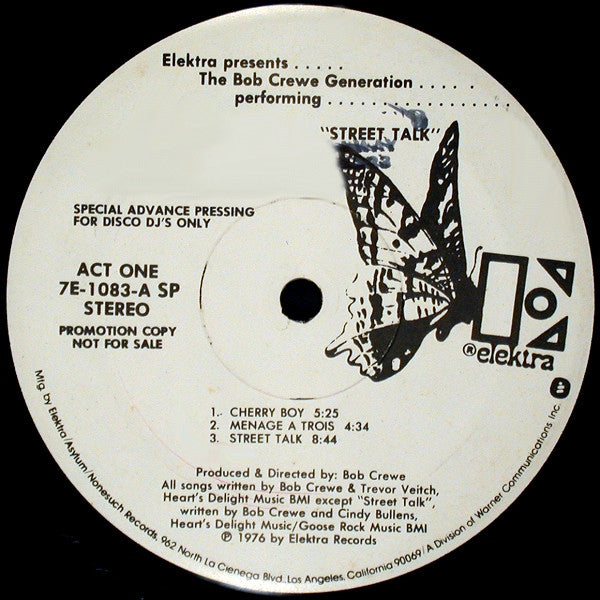The Bob Crewe Generation : Street Talk (LP, Album, Promo)