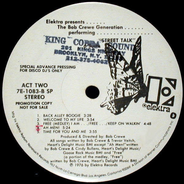 The Bob Crewe Generation : Street Talk (LP, Album, Promo)