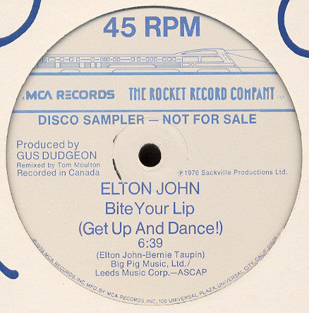 Elton John : Bite Your Lip (Get Up And Dance!) (12", Promo)