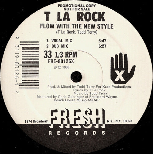 T La Rock : Flow With The New Style (12", Promo)